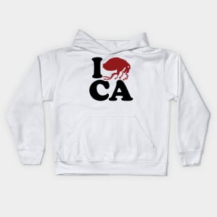 California I FLEE (flea) CA, I Left California, Funny I Love California Parody Kids Hoodie